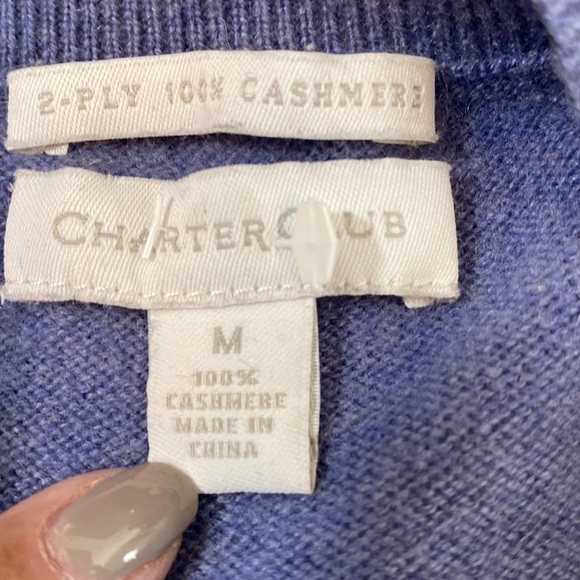 NWOT Chater Club Cashmere argyle sweater. Sz M - Picture 5 of 6